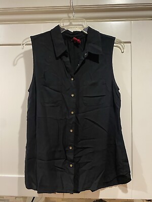 #ad merona womens medium black sleeveless button Up $7.15