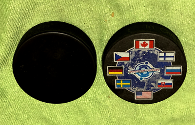 #ad 2004 World Cup of Hockey Tournament Team Country Flags Souvenir Hockey Puck C $29.95
