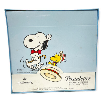 #ad Vintage Hallmark Peanuts Snoopy WOODSTOCK Postalettes NOS Dancing Boater $49.99