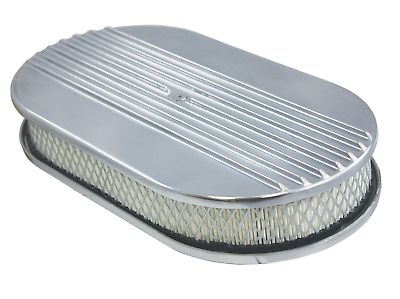 #ad 15quot; Oval Classic Finned Polished Aluminum Air Cleaner Kit 4 Brl Paper Element 15 $69.99