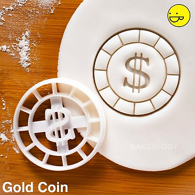#ad Gold Coin cookie cutter dollar money new year cake banker gift bank casino cash $10.77