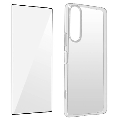 Sony Xperia 5 IV Case Silicone Gel Tempered Glass 9H Black Contour $8.46