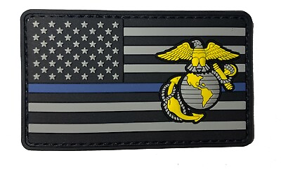 #ad Thin Blue Line USMC Eagle Globe Anchor Patch Hook amp; Loop Gear Bag Vest Police $9.99