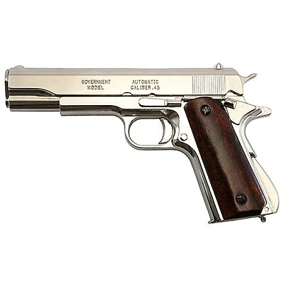 #ad Denix 1911 A1 Nonfiring Replica Prop Gun Nickel Finish New $89.99