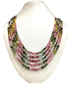 Natural Multi smooth Tourmaline Fine Gemstone Beads Women Necklace Jewelry 16quot; $259.99