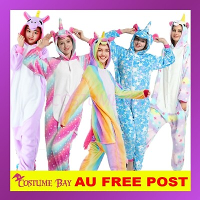 Adult Kids Olaf Fluro Unicorn Kigurumi Animal Onesie Pajamas Costume Sleepwear AU $27.95
