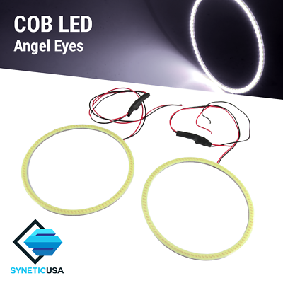 #ad 2x Angel Eyes COB Halo Ring White 60mm 130mm LED Light Headlight Fog Housing $16.49