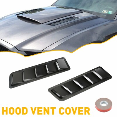 Black Car Hood Vent Scoop Cold Kit Air Flow Intake Louvers Cooling Bonnet Cover $18.04