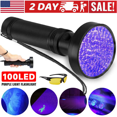 UV Ultraviolet Light 100 LED Flashlight BlackLight 395nM Inspection Lamp Torch $12.89