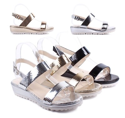 #ad 3 Color Glitter Summer Slingback Wedge Flatform Womens Sandals 1.5quot; Heels Shoes $23.99