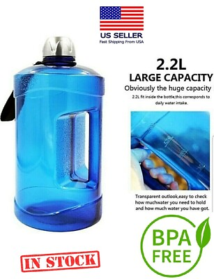 #ad 2.2 L 73 oz. Reusable Leak Proof Sports Water Bottle w Nylon Strap Non Toxic $9.99