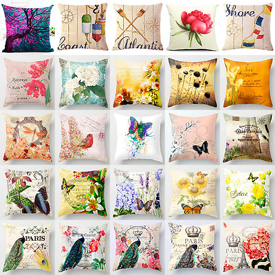 #ad 18#x27;#x27; Vintage Flower Cotton Linen Throw Pillow Case Cushion Cover Home Decor $3.99