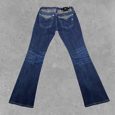 #ad Miss Me Boot Cut Jeans Size 29 Signature Rise Dark Blue Sequins $45.00