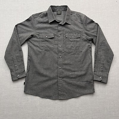 #ad Oakley Mens Shirt Button Up Flannel Thermo Gauge Gray Size Medium $19.95