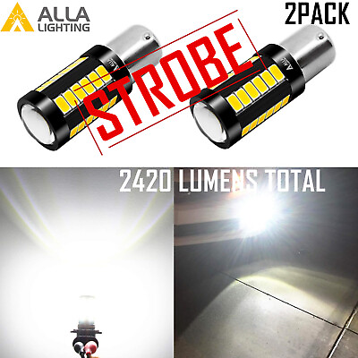 #ad ALLA LED STROBE → Solid White 1156 Back Up Light Bulb Safety Reverse Backup Lamp $19.99