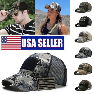 #ad Men Women Sports Baseball Cap Tactical Army USA American Flag Trucker Sun Hat US $9.09