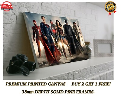 Justice League Batman Superman Large CANVAS Art Print Gift A0 A1 A2 A3 A4 GBP 21.00