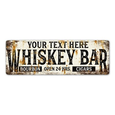 #ad Personalized Whiskey Bar Rustic Distressed Bar Sign Pub Man Cave 106180094001 $28.95