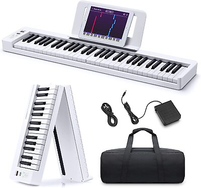 Donner DP 06 Foldable 61 Key Digital Piano Keyboard 28 Tone 128 Rhythm Pedal $79.99