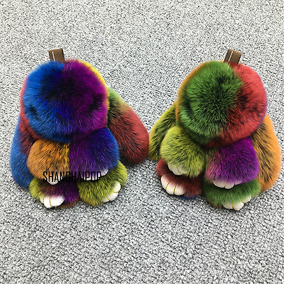 HOT Cute Faux Fur Bunny Fluffy Rabbit Bag Pendant Keychain Furry Colorful $9.98