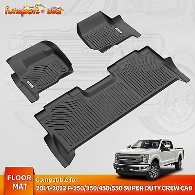 #ad Floor Mats for 2017 2024 Ford F 250 F 350 Super Duty Crew Cab TPE All Weather $99.99