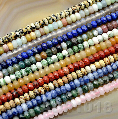 #ad 5x8mm Faceted Natural GemStone Rondelle Spacer Loose Beads Strand 15.5quot; $7.99