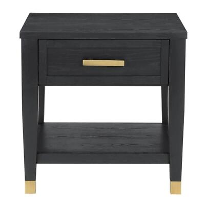 #ad Steve Silver End Table 24quot; Wood Living Room Furniture Charcoal w Drawer Shelf $208.58