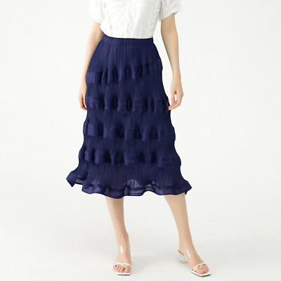 Women#x27;s Summer Casual High Elastic Waist Loose Layered Ruffle Long Skirts $60.66