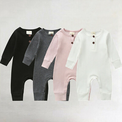 #ad Infant Newborn Baby Romper Jumpsuit Bodysuit Clothes Long Sleeve Cotton Outfits $16.89