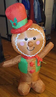 #ad Holiday Time 4FT Inflatable Gingerbread Man Christmas Yard Ornament Tested Works $27.50