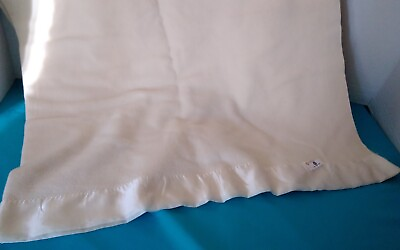 #ad North Star Wool Blanket Satin Trim Cream Ivory 90 x 60 inches $84.00