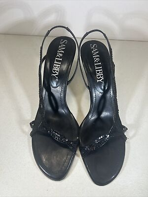 #ad Sam and Libby Black Strappy Ankle Strap Heels Womens Size 8 Leather 3quot; New $19.94