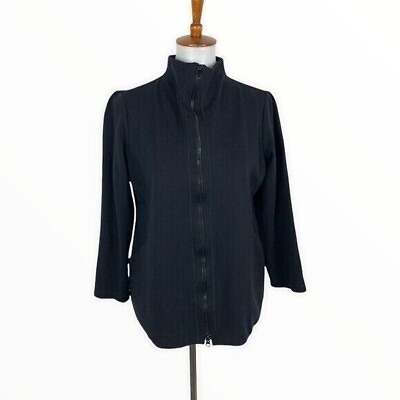 #ad Eileen Fisher Zip Up Jacket Cardigan Medium Black $39.95