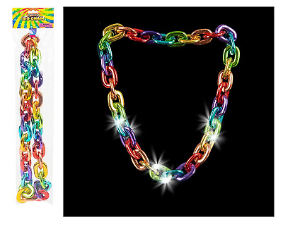 #ad Metallic Colors 38quot; Light Up Big Link Chain Rainbow Necklace $9.99