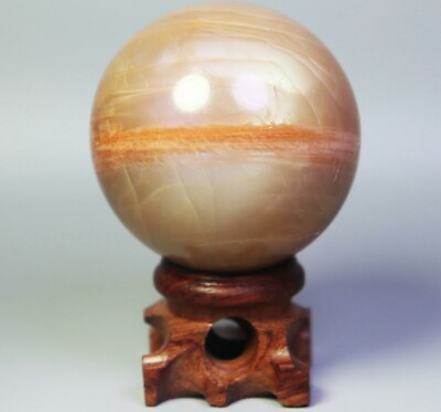 #ad Natural Peach Moonstone Sphere Ball Quartz Crystal Stone Sparkling Mineral Stand $19.99