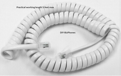 #ad White Handset Cord Vintage Telephone Receiver Curly 4P4C Wire Coil Cable 9Ft $6.99