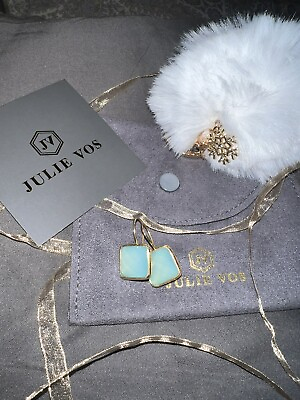 #ad Julie Vos Square Sea Green amp; 24k Plate Earrings Her Older Collection Gorgeous $156.75