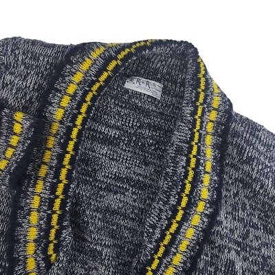 #ad Rob Rich Knitwear Unisex S M Blue Yellow Long Sleeve Cardigan Sweater RN 40532 $25.00