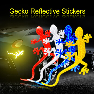 #ad 4X Reflective Car Safety Strip Protective Sticker Auto 3D Gecko Warning Decal Ṅ $1.36