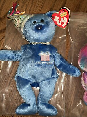 #ad TY Beanie Baby “September” Set Of Two “used” But Mint Condition W Sapphire Nose $25.00