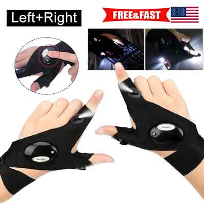 #ad Finger Gloves with LED Light Flashlight Tools Outdoor Gear Rescue Torch Night US $2.99