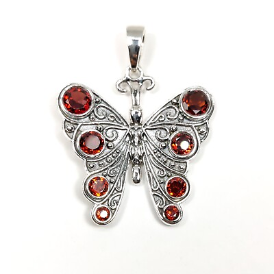 #ad 925 Sterling Silver Natural Gemstone PendantWomen#x27;s Butterfly Pendant $139.87