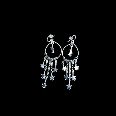 #ad Moon and Stars Earrings Sterling Silver Celestial Earrings Pagan Jewelry Occult $45.00