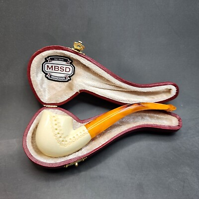 #ad Ultralight Floral Block Meerschaum Tobacco Pipe With Fitted Case $65.00