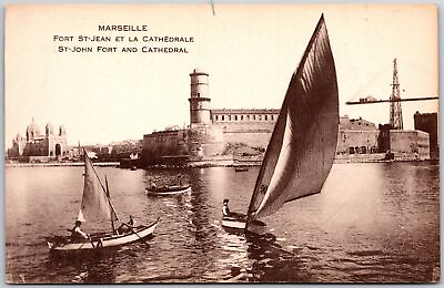 #ad Marseille Fort St. Jean Et La Cathedrale France Boats amp; Ships Postcard $9.88