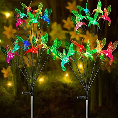 4 Pack Solar Garden Decor Outdoor Lights Stake Swaying Lights Solar Hummingbird #ad $45.57