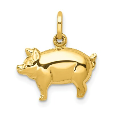 #ad Real 14kt Yellow Gold Pig Charm $93.08