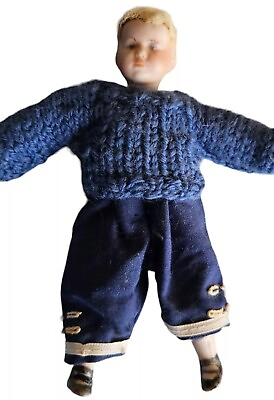 #ad Boy Bisque Head Doll Antique Reproduction Artisan 4.5quot; Miniature Dollhouse VTG $25.84