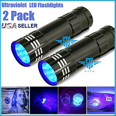 2x UV Ultra Violet LED Flashlight Blacklight Light 395 NM Inspection Lamp Torch $6.99