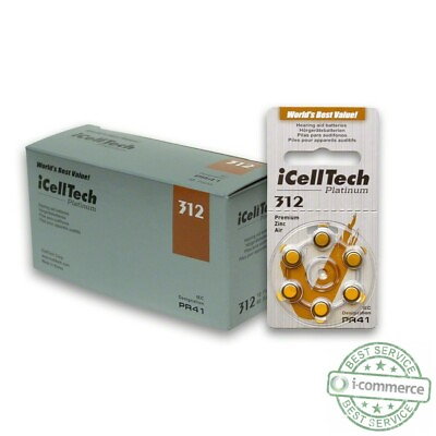 #ad iCellTech Size 312 Hearing Aid Batteries 60 cells SHIPPED FROM THE USA $13.99